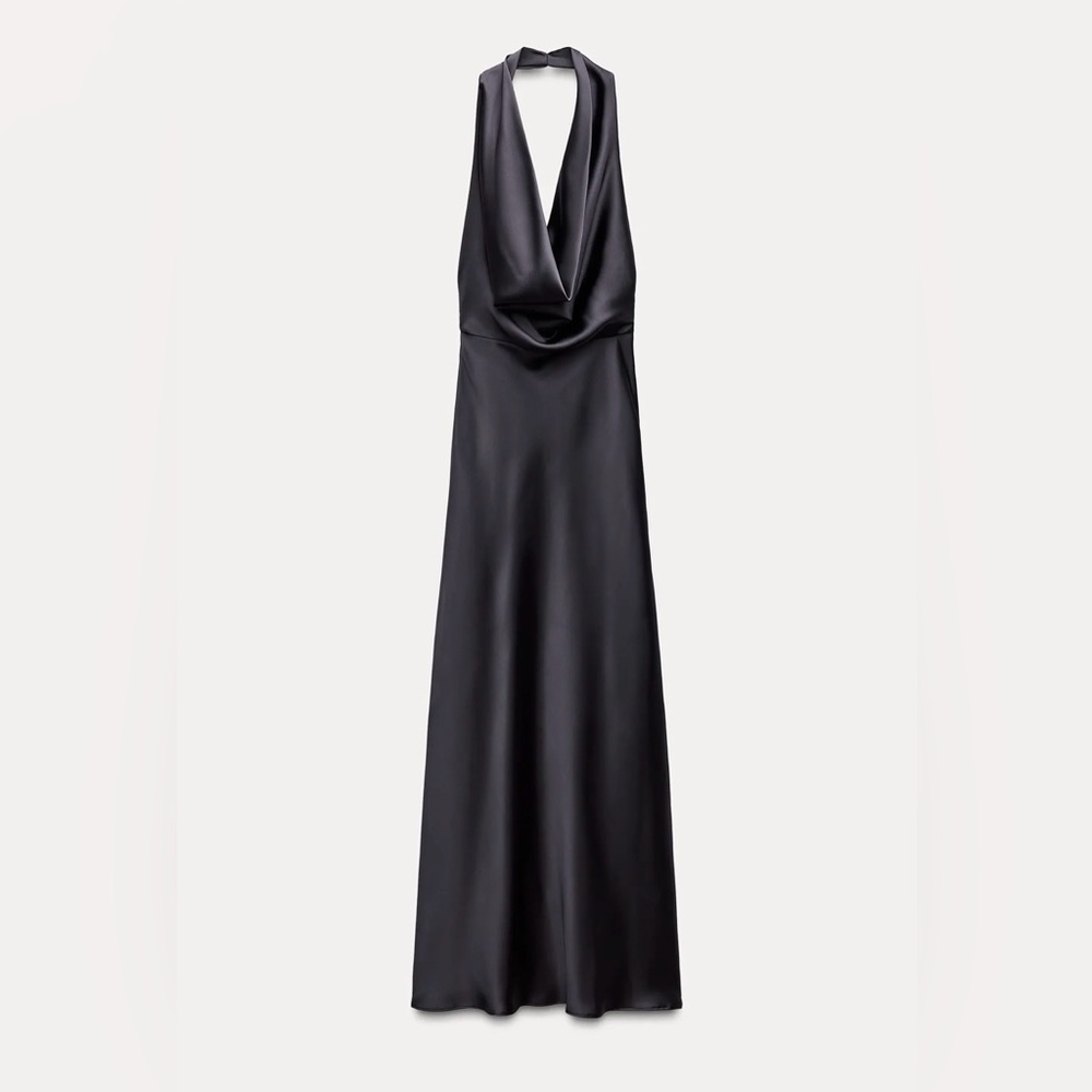 Zara midnight blue Backless Satin Dress